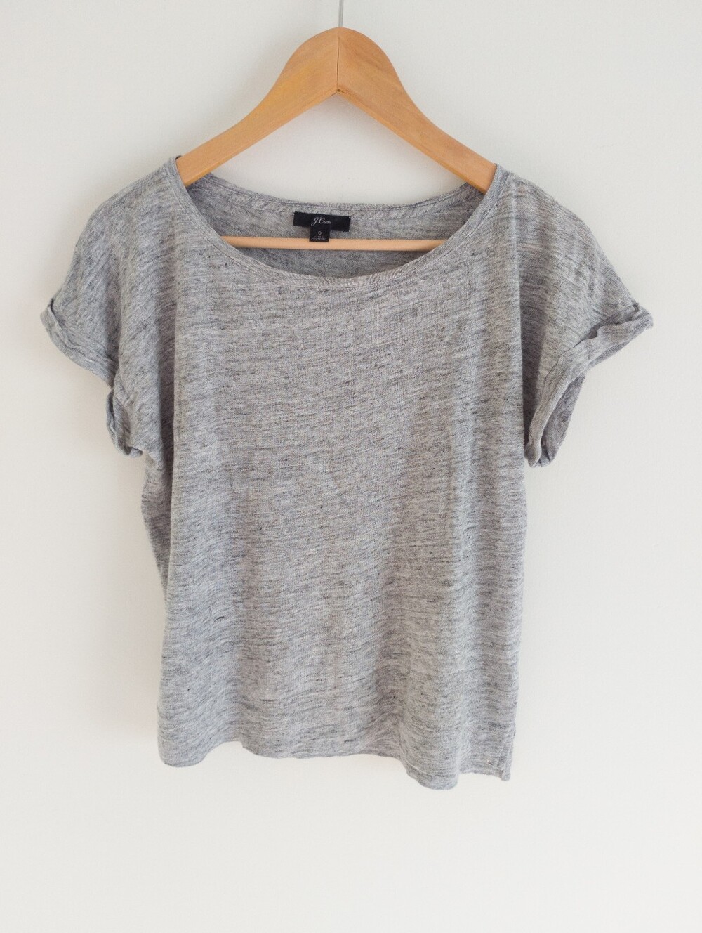 J. Crew Linen Rolled Cuff T-Shirt Grey Melange Size Small